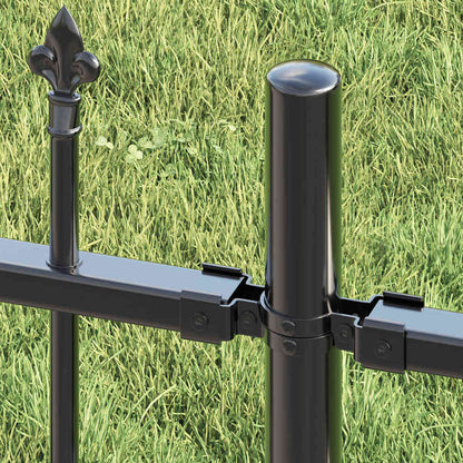 Gartenzaun Grau 240 x 215 cm Pulverbeschichteter Stahl