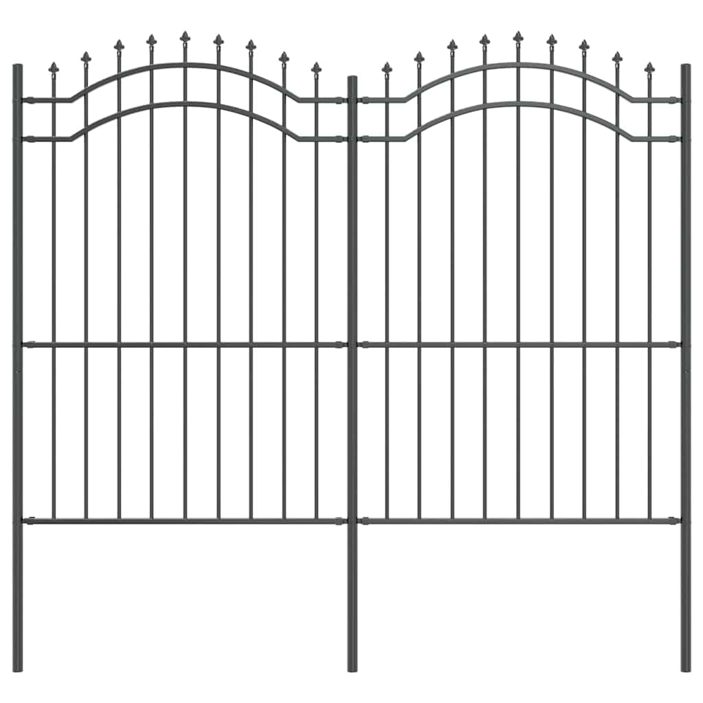 Gartenzaun Grau 240 x 215 cm Pulverbeschichteter Stahl