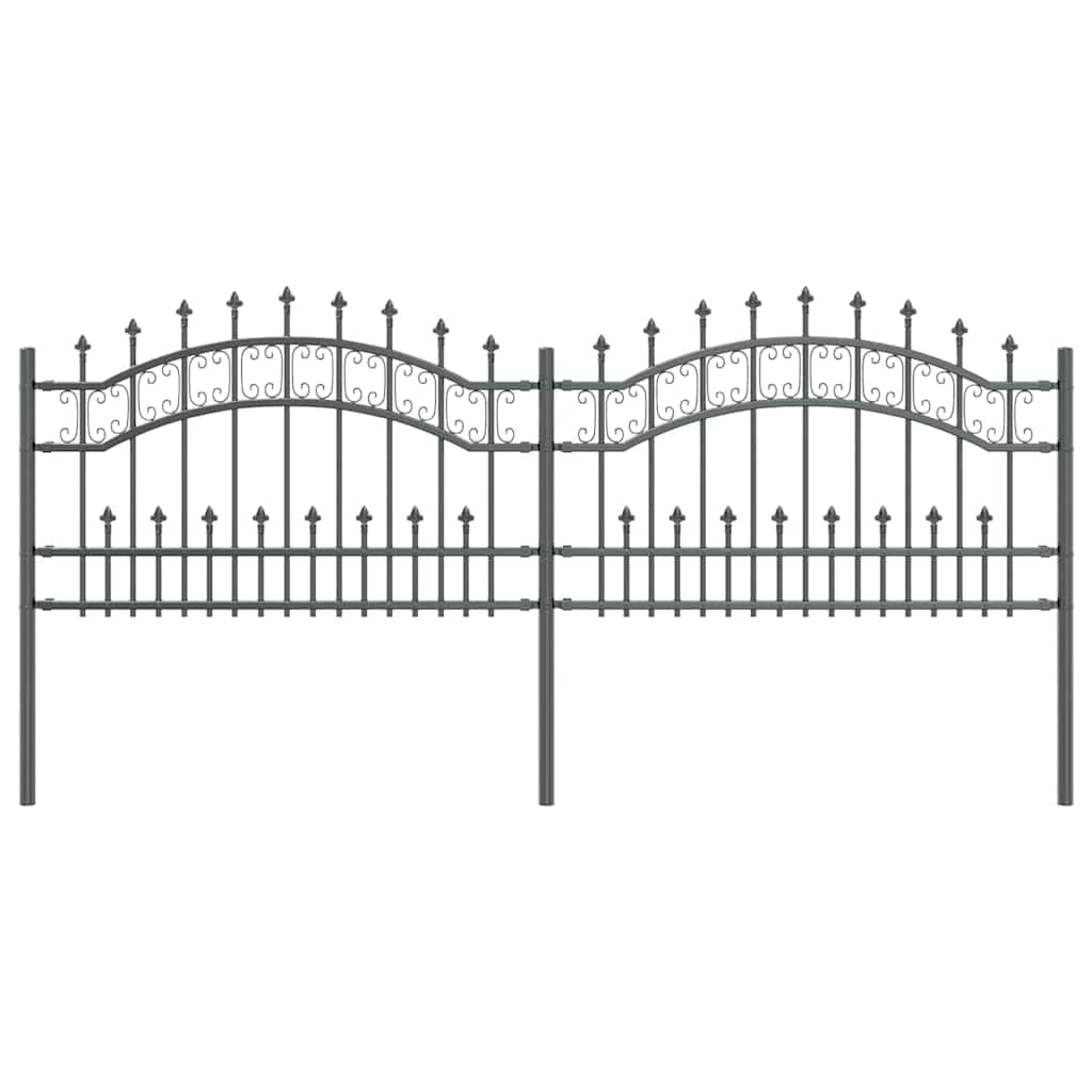 vidaXL Gartenzaun Grau 240 x 118 cm Pulverbeschichteter Stahl