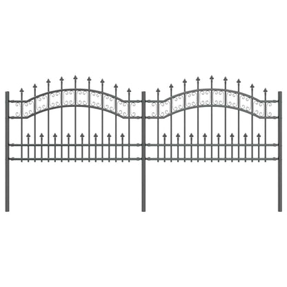 vidaXL Gartenzaun Grau 240 x 118 cm Pulverbeschichteter Stahl