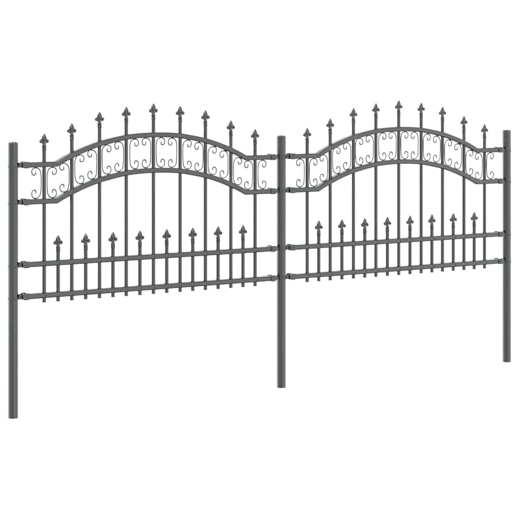 vidaXL Gartenzaun Grau 240 x 118 cm Pulverbeschichteter Stahl