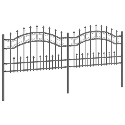 vidaXL Gartenzaun Grau 240 x 118 cm Pulverbeschichteter Stahl