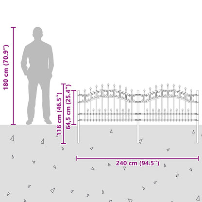 vidaXL Gartenzaun Grau 240 x 118 cm Pulverbeschichteter Stahl