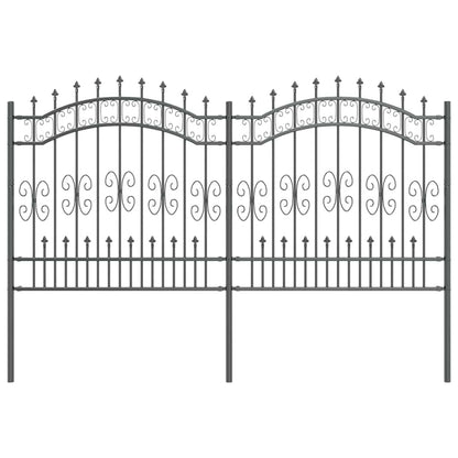 Gartenzaun Grau 240 x 166 cm Pulverbeschichteter Stahl