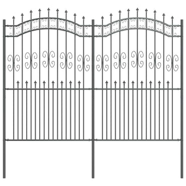 vidaXL Gartenzaun Grau 240 x 228 cm Pulverbeschichteter Stahl