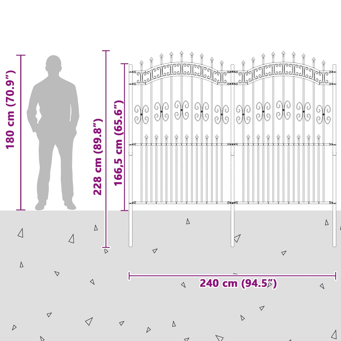 vidaXL Clôture de jardin Gris 240 x 228 cm Acier thermolaqué