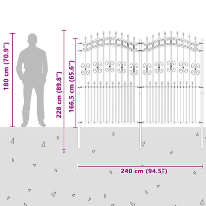 vidaXL Clôture de jardin Gris 240 x 228 cm Acier thermolaqué