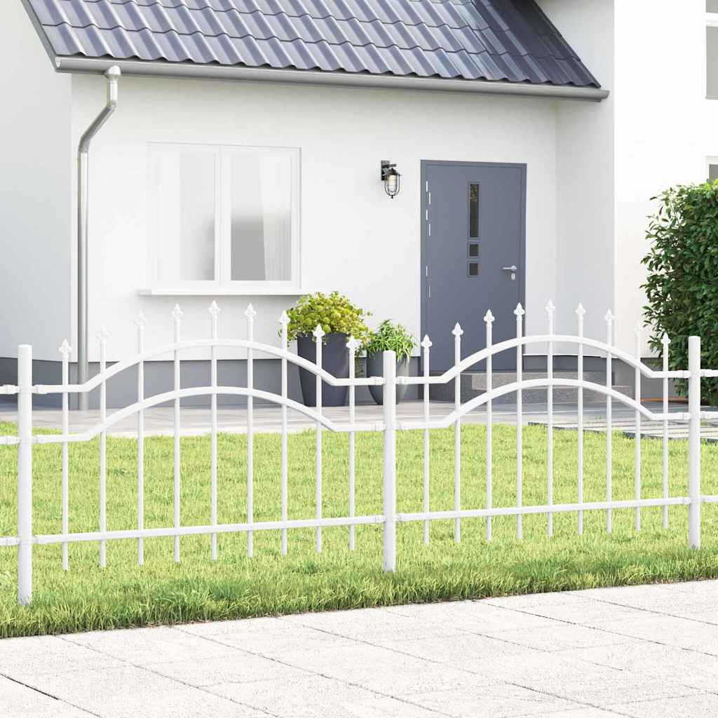 vidaXL Gartenzaun Weiß 240 x 115 cm Pulverbeschichteter Stahl