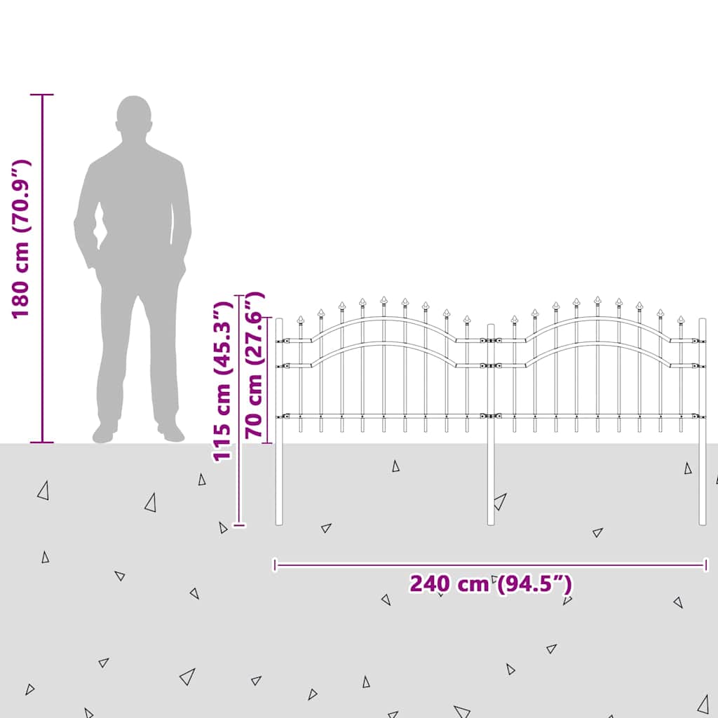 vidaXL Gartenzaun Weiß 240 x 115 cm Pulverbeschichteter Stahl