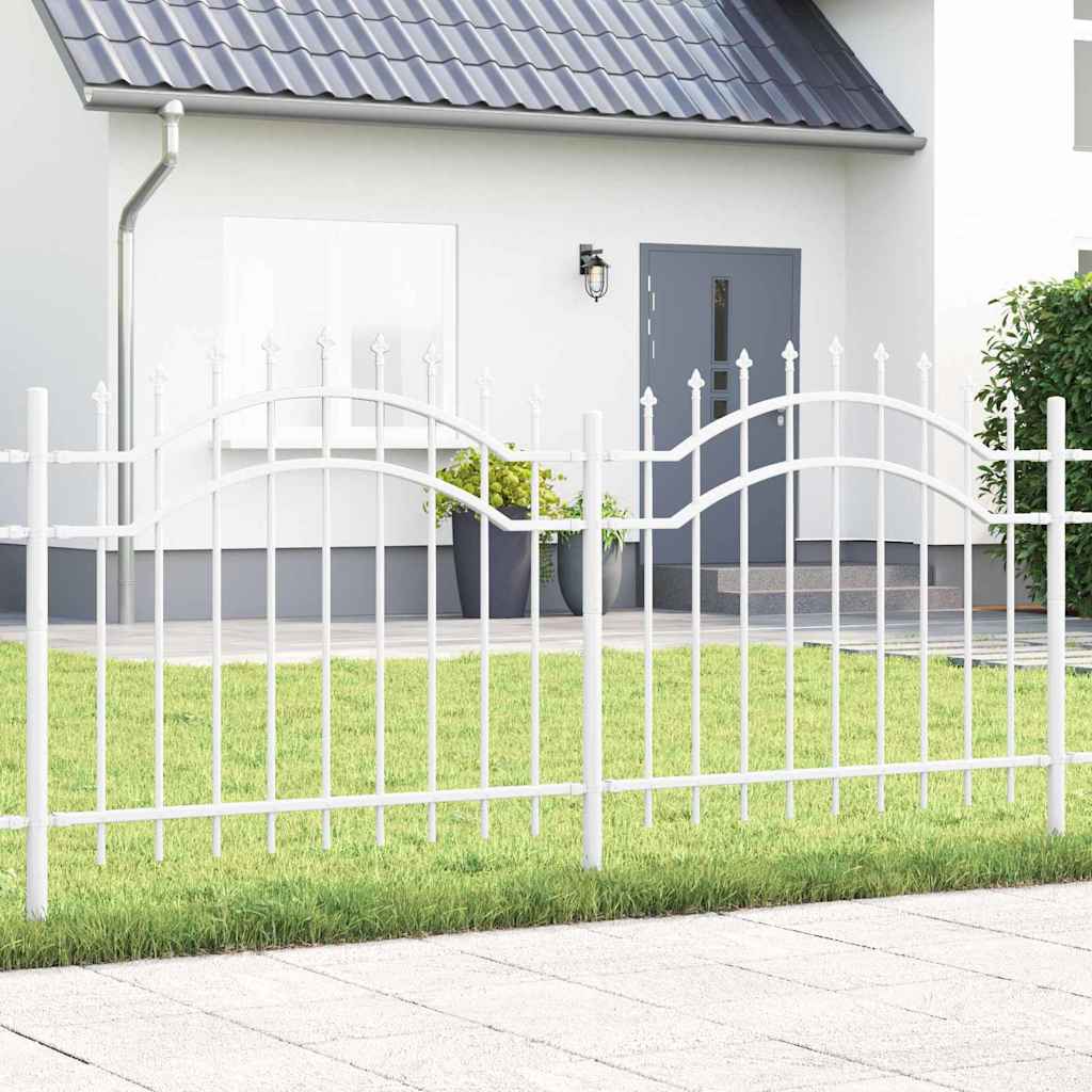 vidaXL Gartenzaun Weiß 240 x 140 cm Pulverbeschichteter Stahl