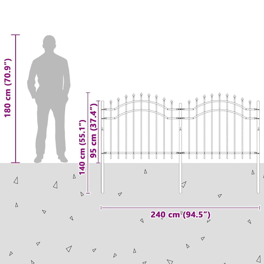 vidaXL Gartenzaun Weiß 240 x 140 cm Pulverbeschichteter Stahl
