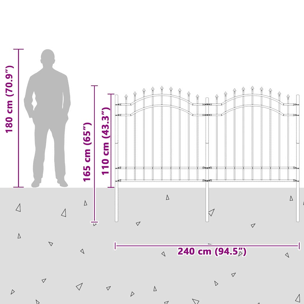 Gartenzaun Weiß 240 x 165 cm Pulverbeschichteter Stahl