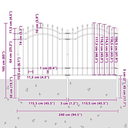 Gartenzaun Weiß 240 x 165 cm Pulverbeschichteter Stahl