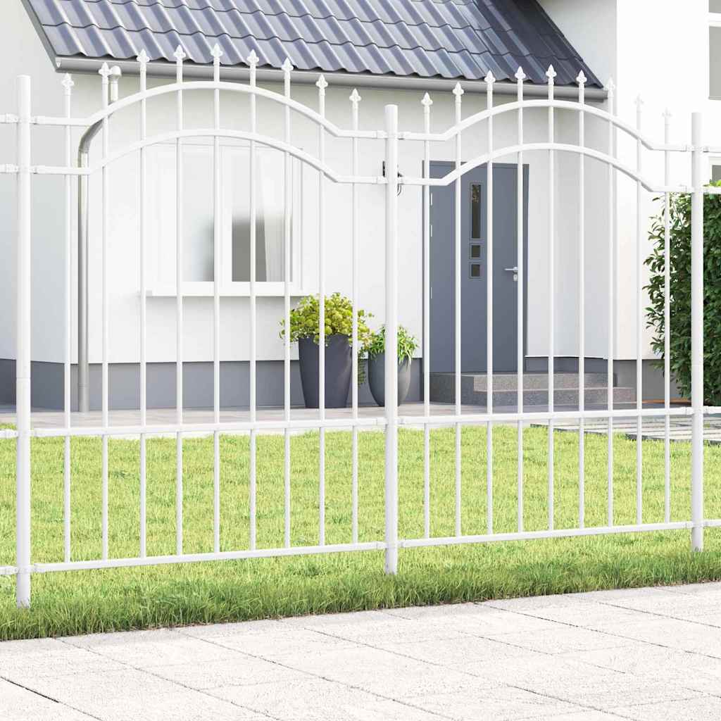 Gartenzaun Weiß 240 x 190 cm Pulverbeschichteter Stahl