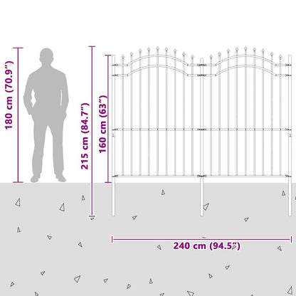 vidaXL Gartenzaun Weiß 240 x 215 cm Pulverbeschichteter Stahl