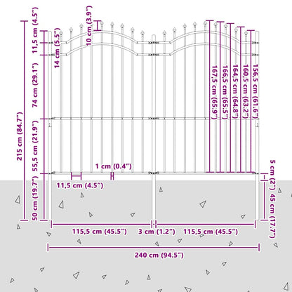 vidaXL Gartenzaun Weiß 240 x 215 cm Pulverbeschichteter Stahl