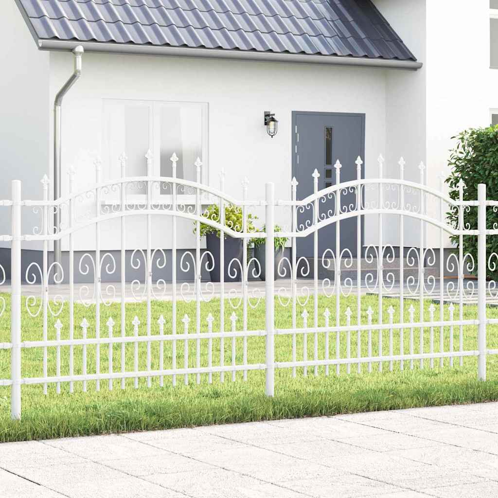 vidaXL Gartenzaun Weiß 240 x 140 cm Pulverbeschichteter Stahl