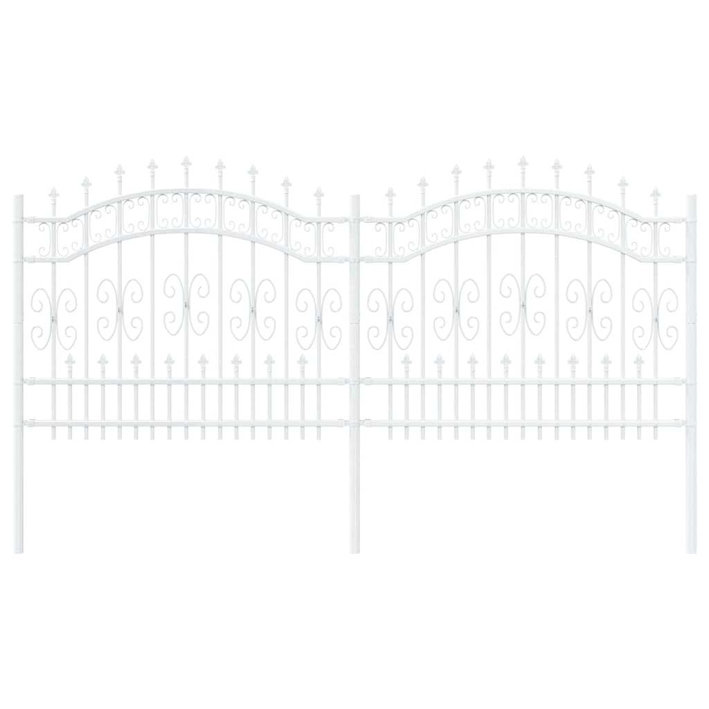 vidaXL Gartenzaun Weiß 240 x 140 cm Pulverbeschichteter Stahl