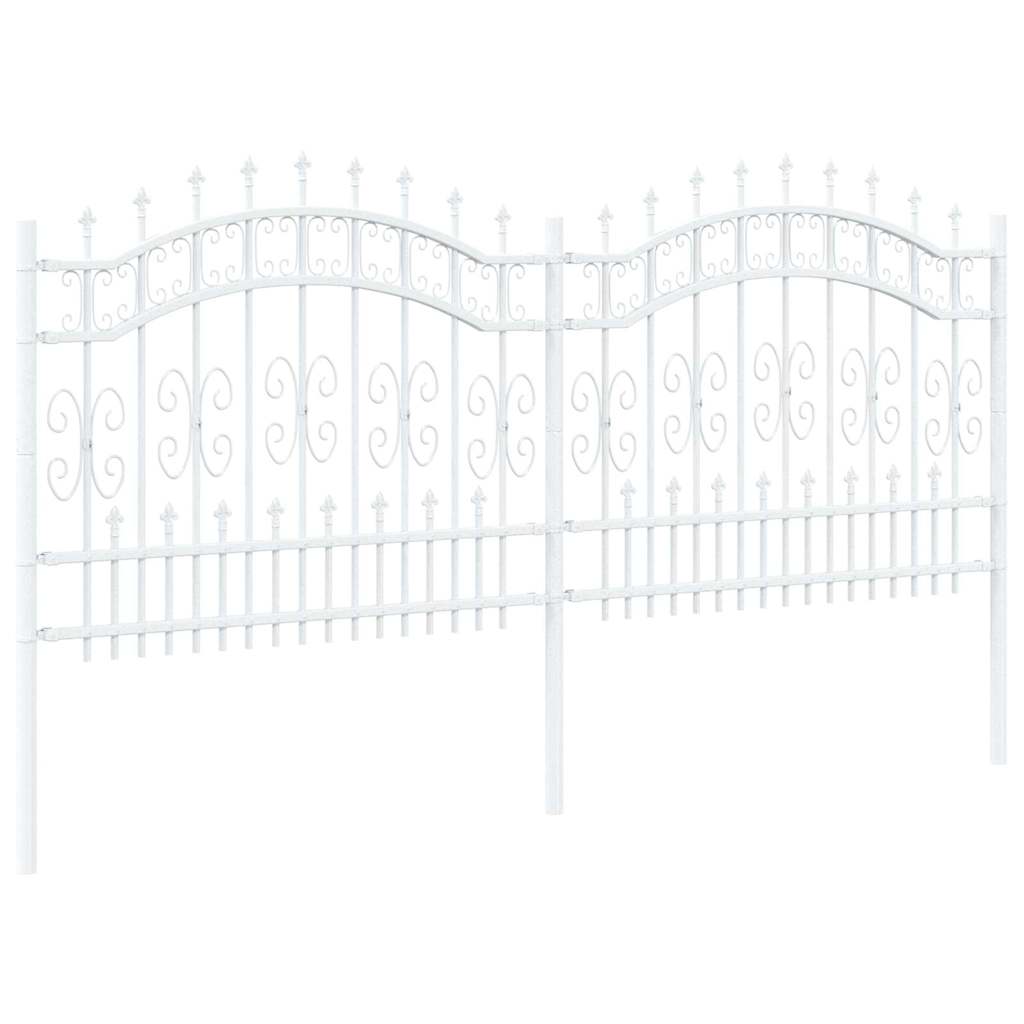 vidaXL Gartenzaun Weiß 240 x 140 cm Pulverbeschichteter Stahl
