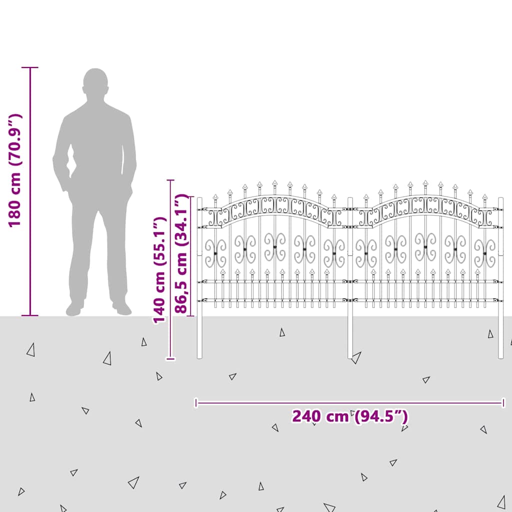 vidaXL Gartenzaun Weiß 240 x 140 cm Pulverbeschichteter Stahl