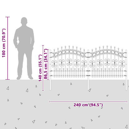 vidaXL Gartenzaun Weiß 240 x 140 cm Pulverbeschichteter Stahl