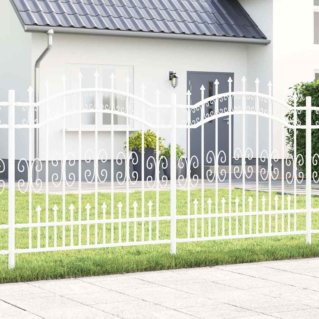 Gartenzaun Weiß 240 x 166 cm Pulverbeschichteter Stahl