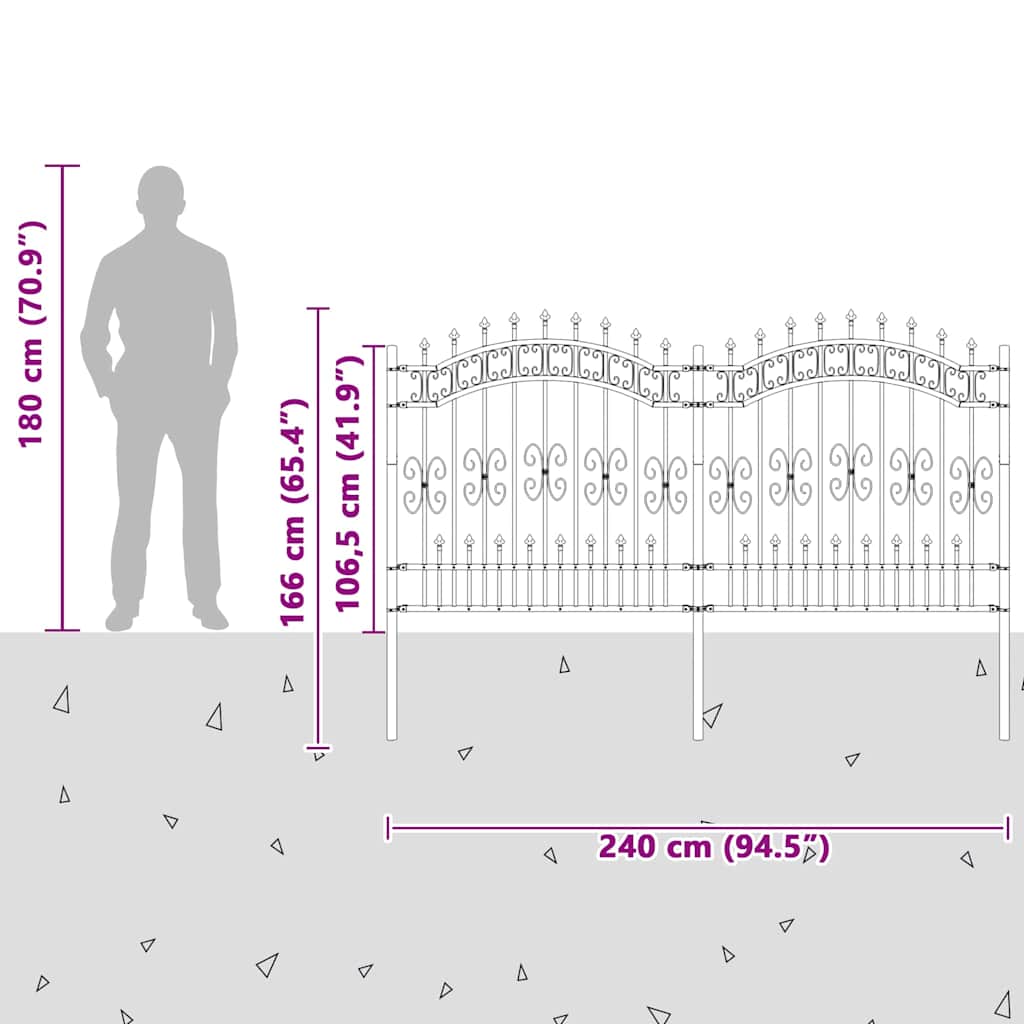 Gartenzaun Weiß 240 x 166 cm Pulverbeschichteter Stahl