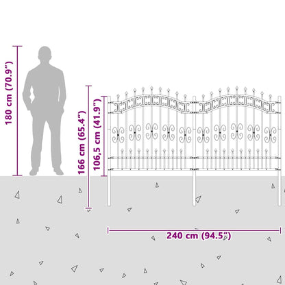 Gartenzaun Weiß 240 x 166 cm Pulverbeschichteter Stahl