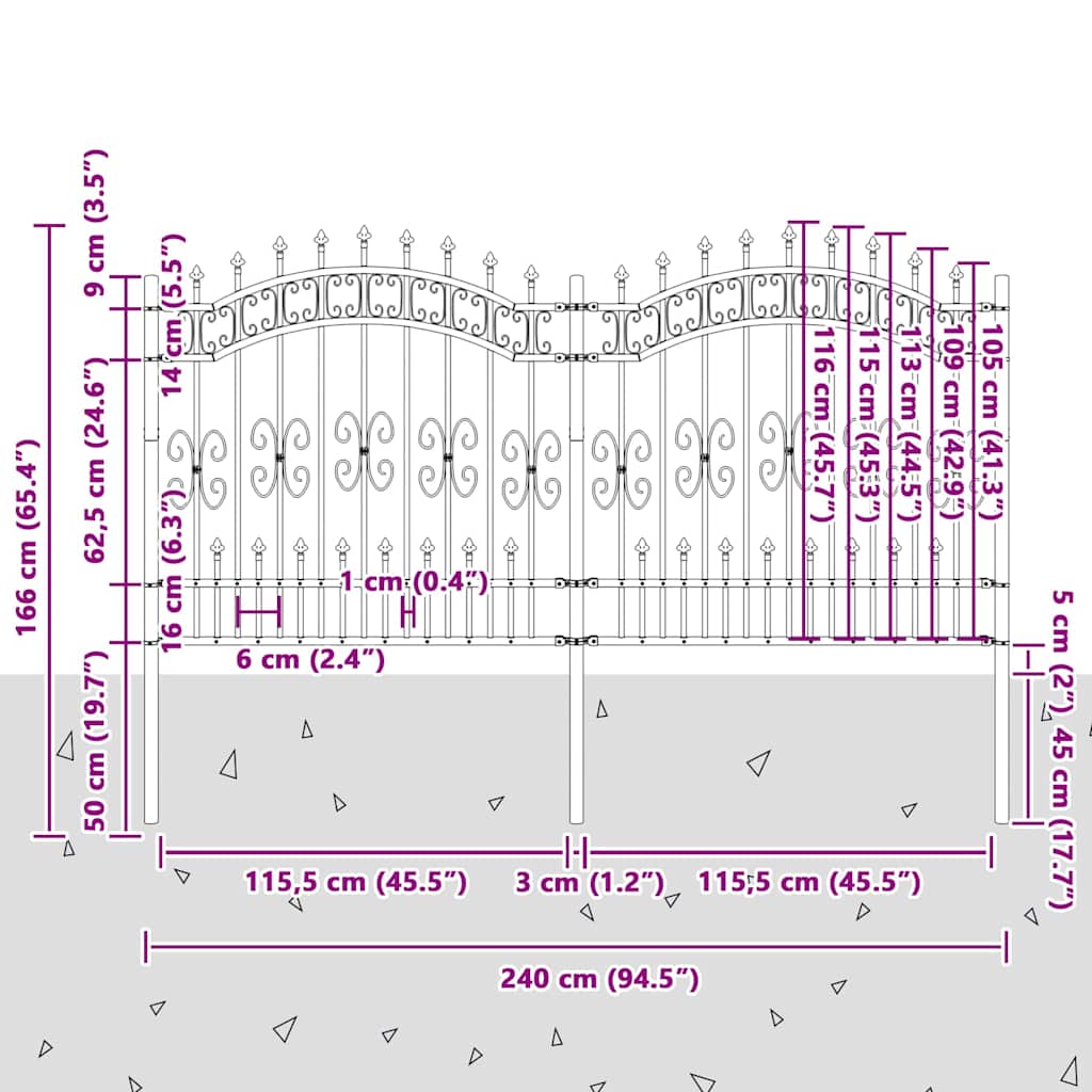 Gartenzaun Weiß 240 x 166 cm Pulverbeschichteter Stahl