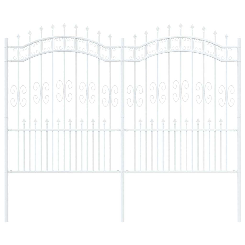 Gartenzaun Weiß 240 x 202,5 cm Pulverbeschichteter Stahl