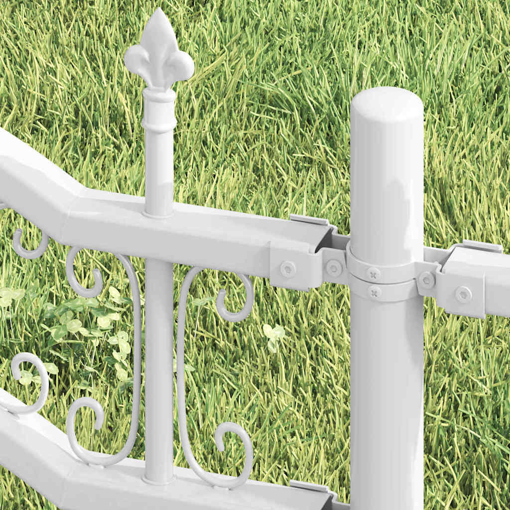 vidaXL Gartenzaun Weiß 240 x 228 cm Pulverbeschichteter Stahl