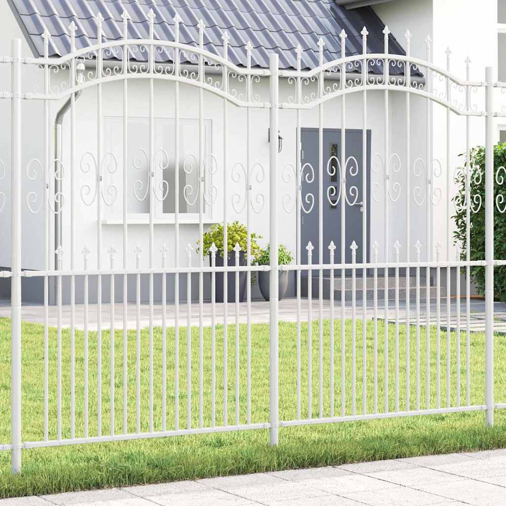vidaXL Gartenzaun Weiß 240 x 228 cm Pulverbeschichteter Stahl