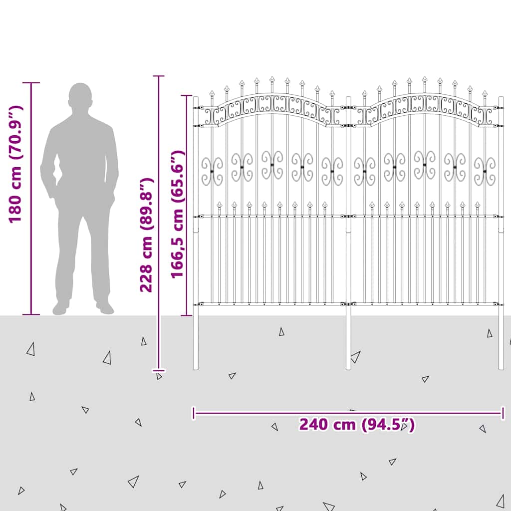 vidaXL Gartenzaun Weiß 240 x 228 cm Pulverbeschichteter Stahl