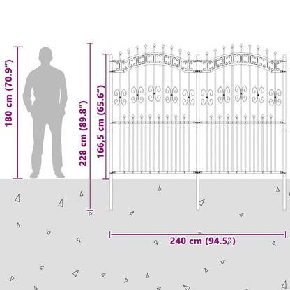 vidaXL Gartenzaun Weiß 240 x 228 cm Pulverbeschichteter Stahl