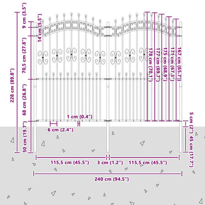 vidaXL Gartenzaun Weiß 240 x 228 cm Pulverbeschichteter Stahl