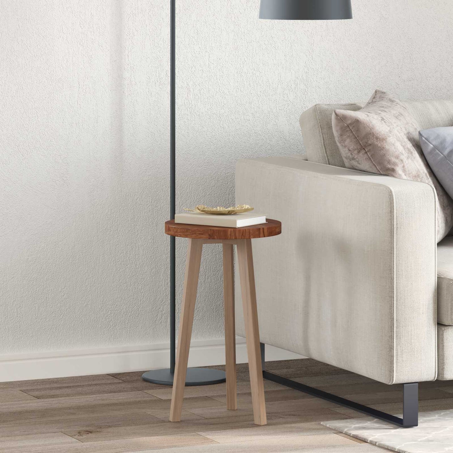 vidaXL Tischplatte Hellbraun Ø 30 x 2,5 cm Massivholz Eiche