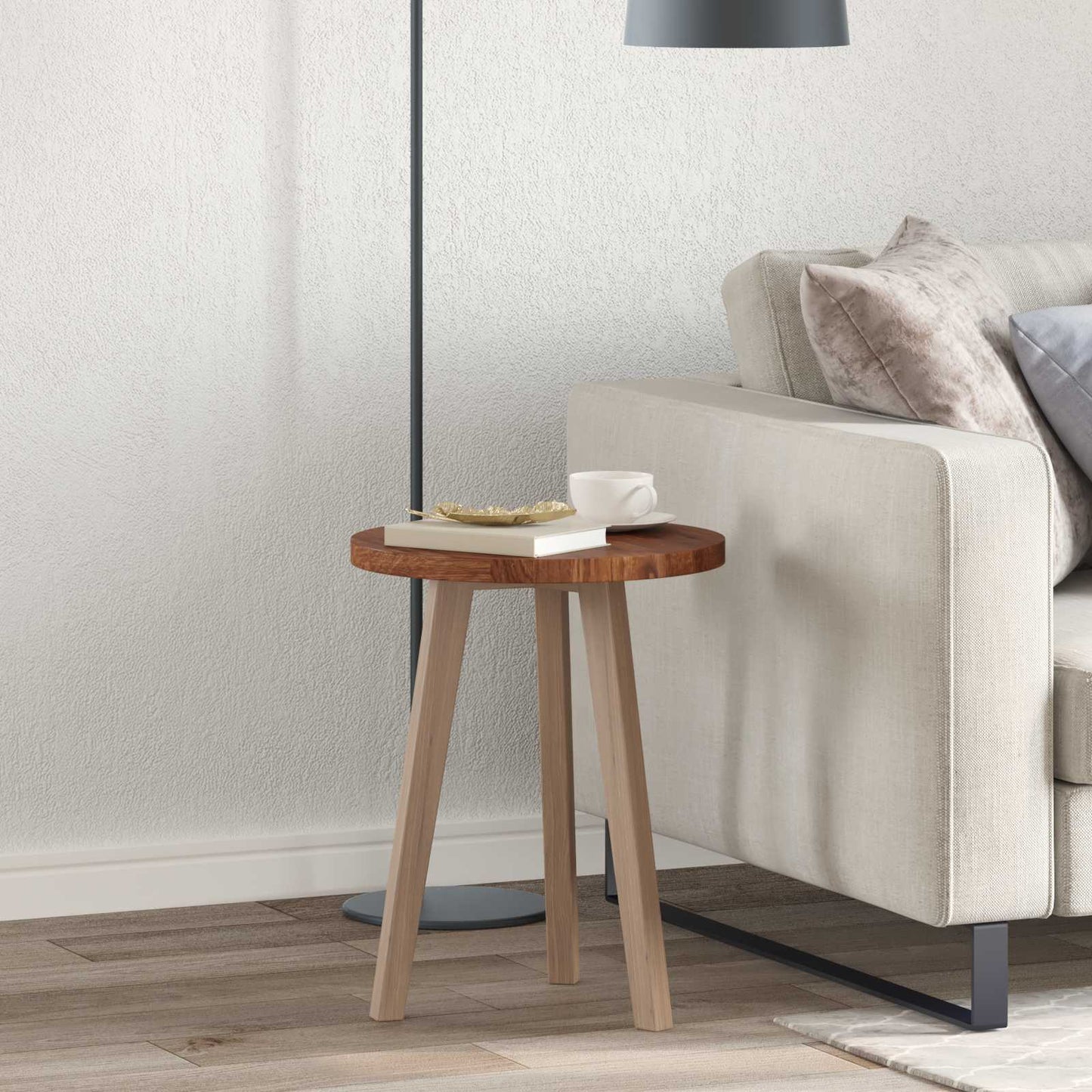 vidaXL Tischplatte Hellbraun Ø 40 x 2,5 cm Massivholz Eiche
