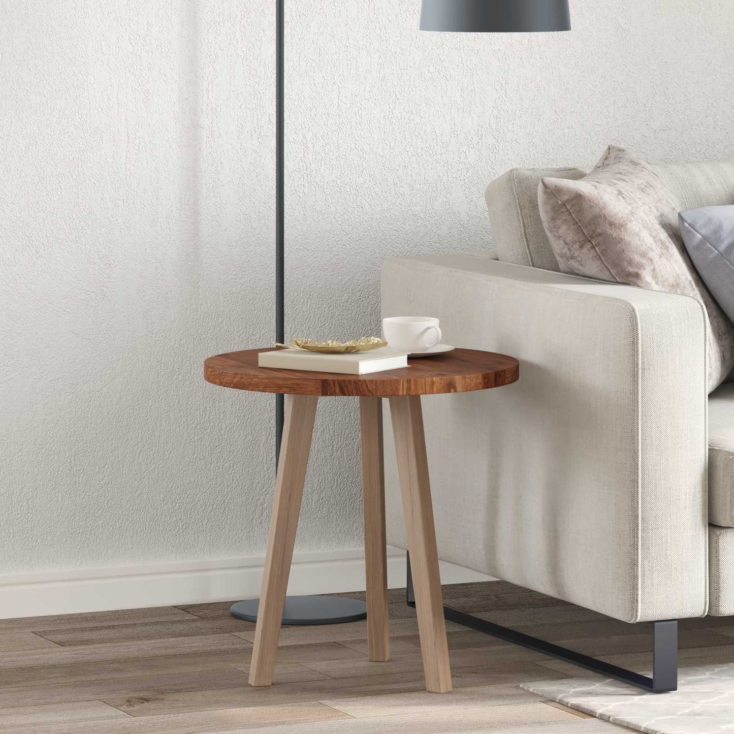 vidaXL Tischplatte Hellbraun Ø 50 x 2,5 cm Massivholz Eiche