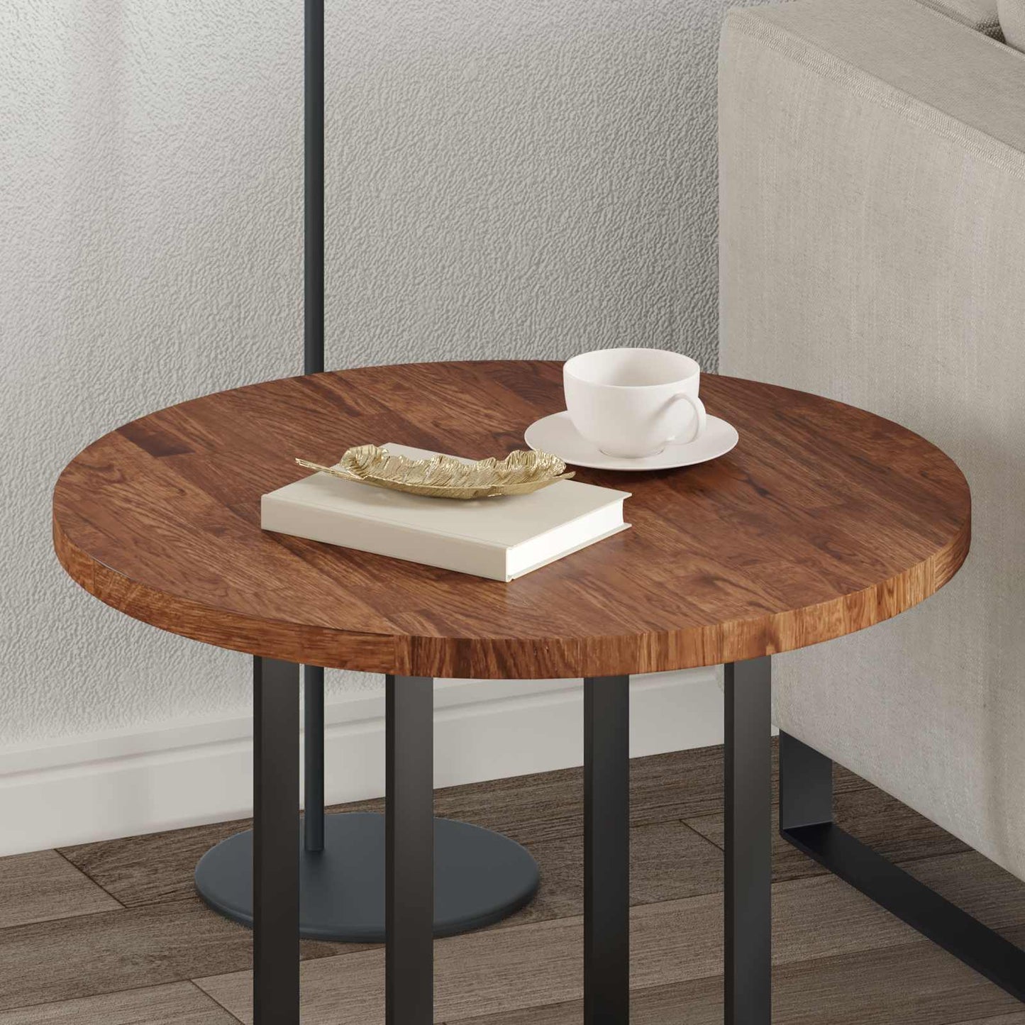 vidaXL Tischplatte Hellbraun Ø 60 x 2,5 cm Massivholz Eiche