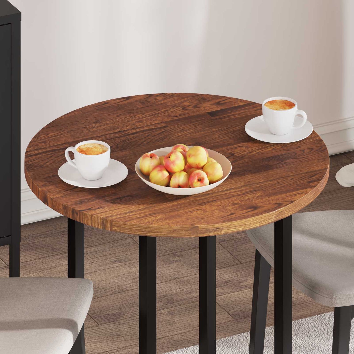 vidaXL Tischplatte Hellbraun Ø 70 x 2,5 cm Massivholz Eiche
