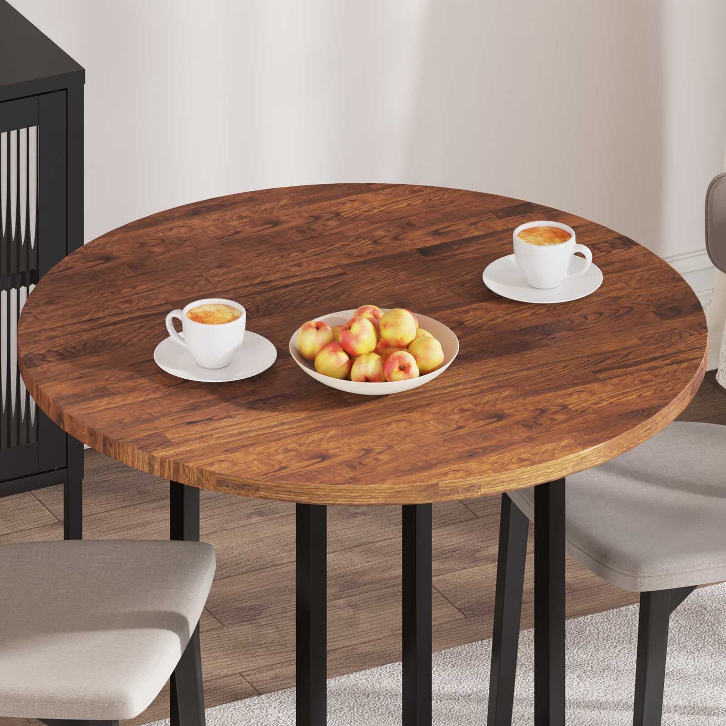 vidaXL Tischplatte Hellbraun Ø 90 x 2,5 cm Massivholz Eiche