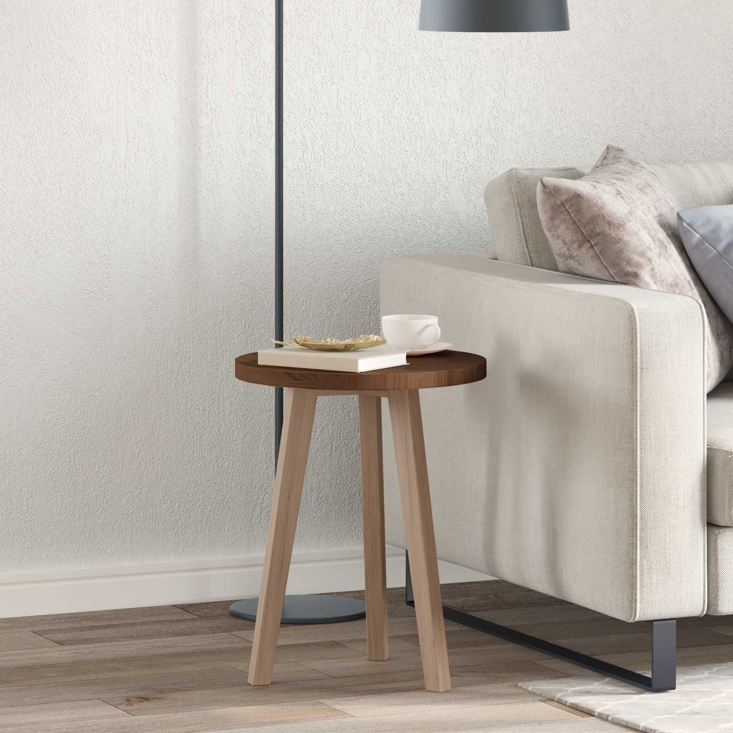 vidaXL Tischplatte Dunkelbraun Ø 40 x 2,5 cm Massivholz Eiche