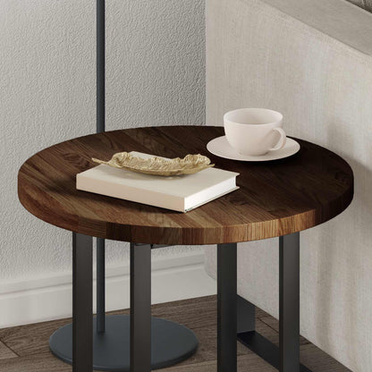 vidaXL Tischplatte Dunkelbraun Ø 50 x 2,5 cm Massivholz Eiche