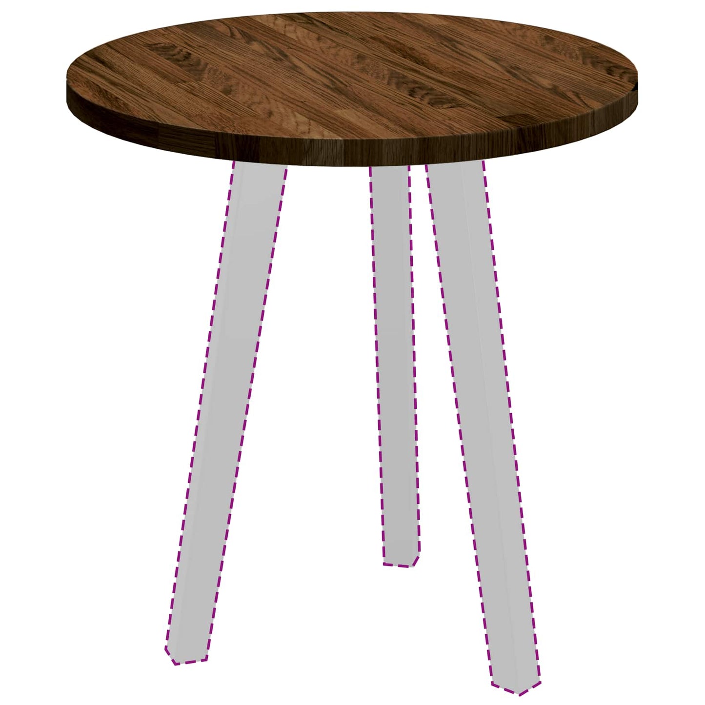 vidaXL Tischplatte Dunkelbraun Ø 50 x 2,5 cm Massivholz Eiche