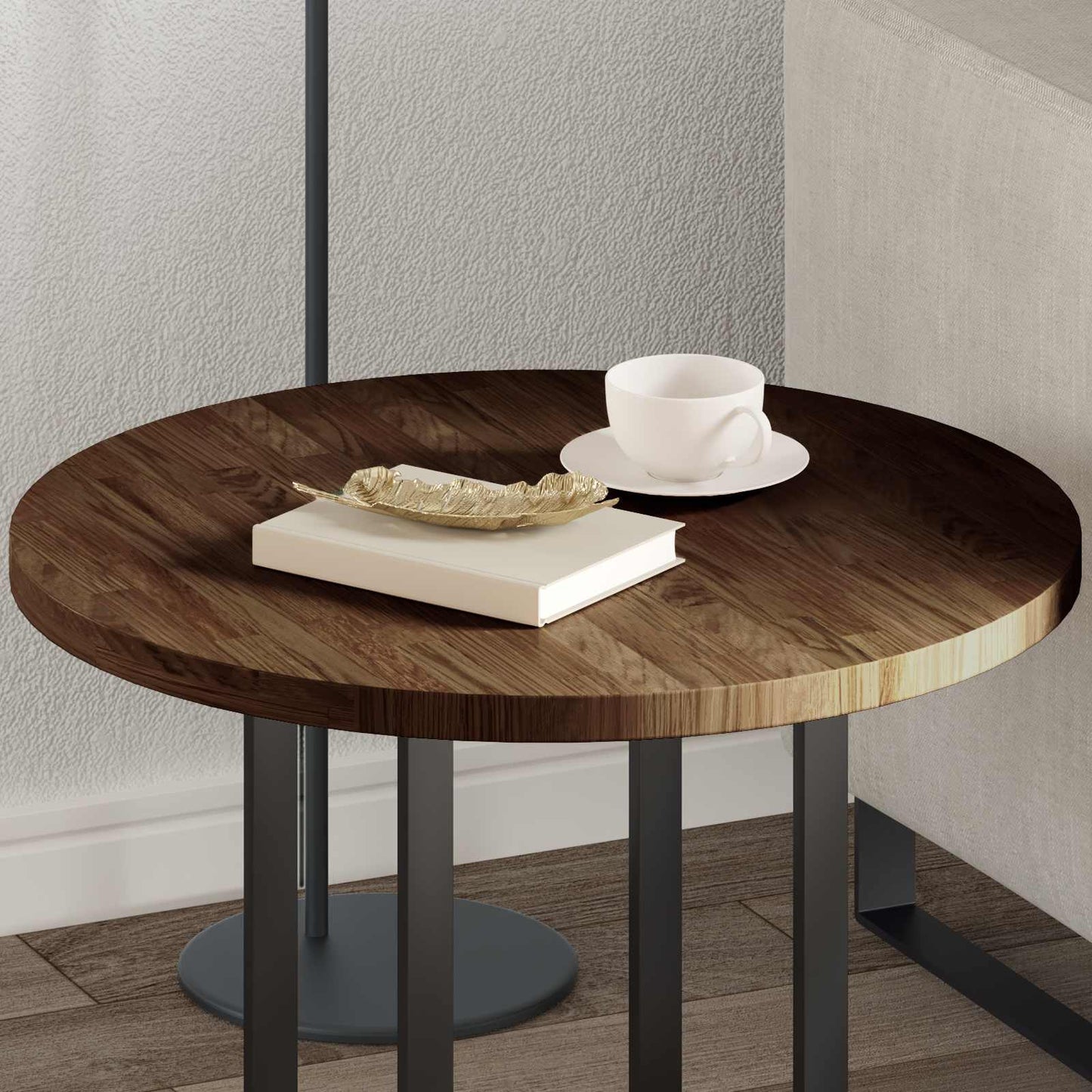 vidaXL Tischplatte Dunkelbraun Ø 60 x 2,5 cm Massivholz Eiche