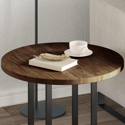 vidaXL Tischplatte Dunkelbraun Ø 60 x 2,5 cm Massivholz Eiche