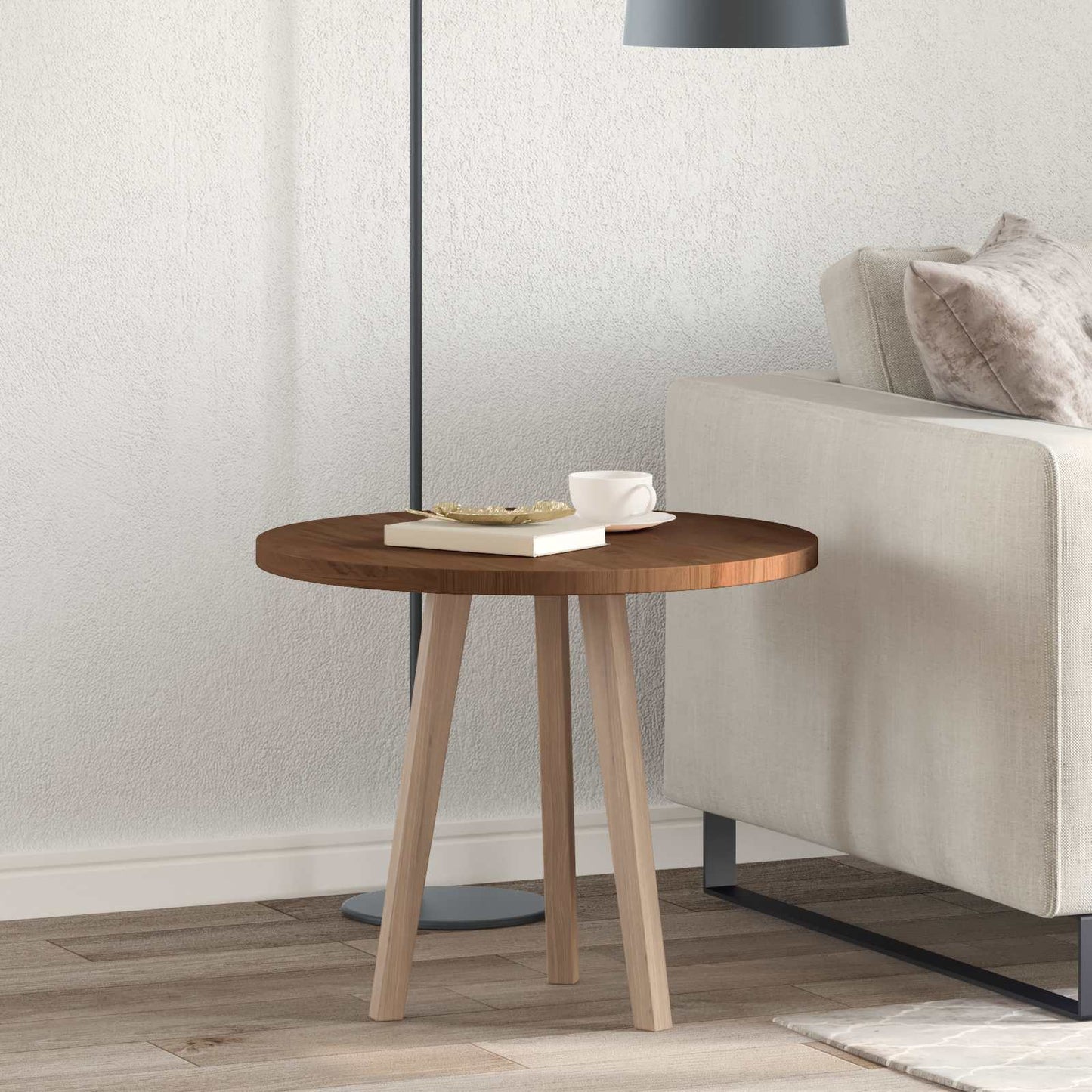 vidaXL Tischplatte Dunkelbraun Ø 60 x 2,5 cm Massivholz Eiche