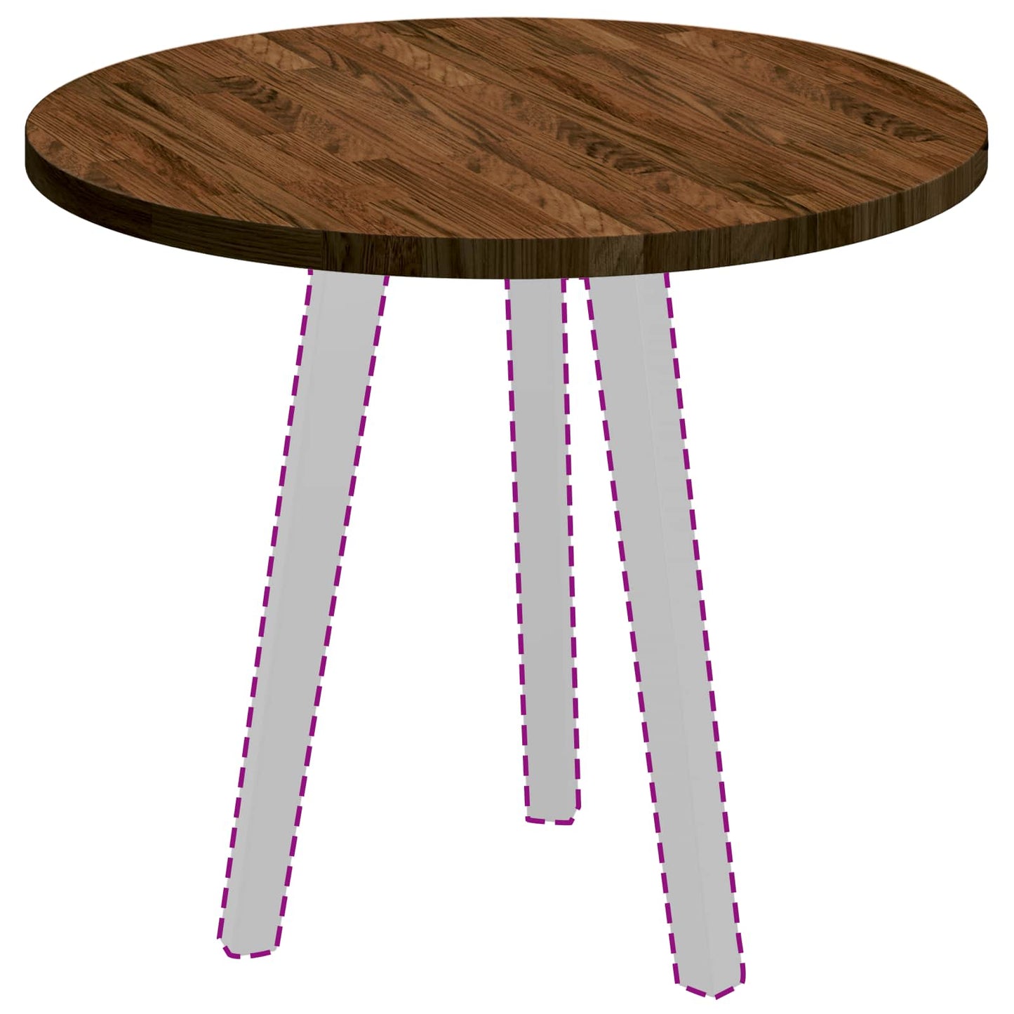 vidaXL Tischplatte Dunkelbraun Ø 60 x 2,5 cm Massivholz Eiche