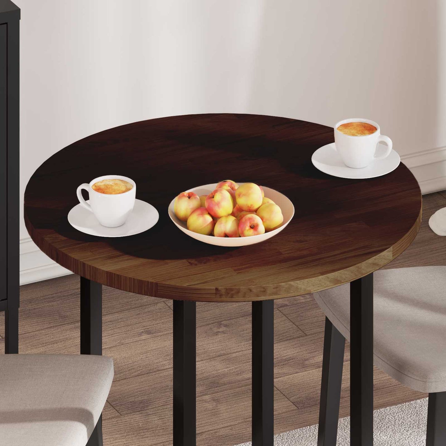 vidaXL Tischplatte Dunkelbraun Ø 70 x 2,5 cm Massivholz Eiche