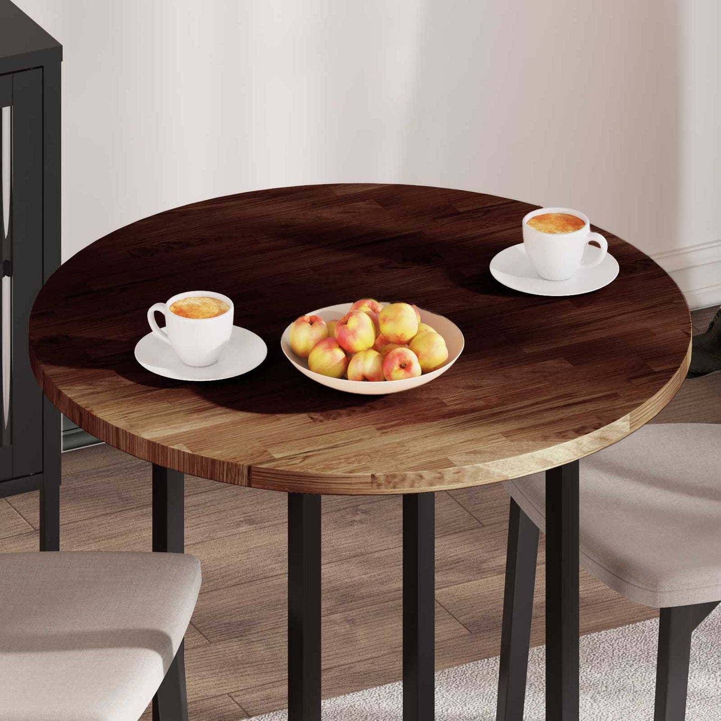 vidaXL Tischplatte Dunkelbraun Ø 80 x 2,5 cm Massivholz Eiche